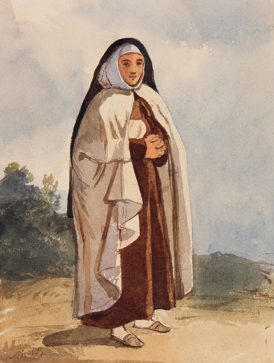 Une nonne, avec des ajouts de la princesse Maria Annunziata di Borbone (1843-1871) - Giacinto Gigante
