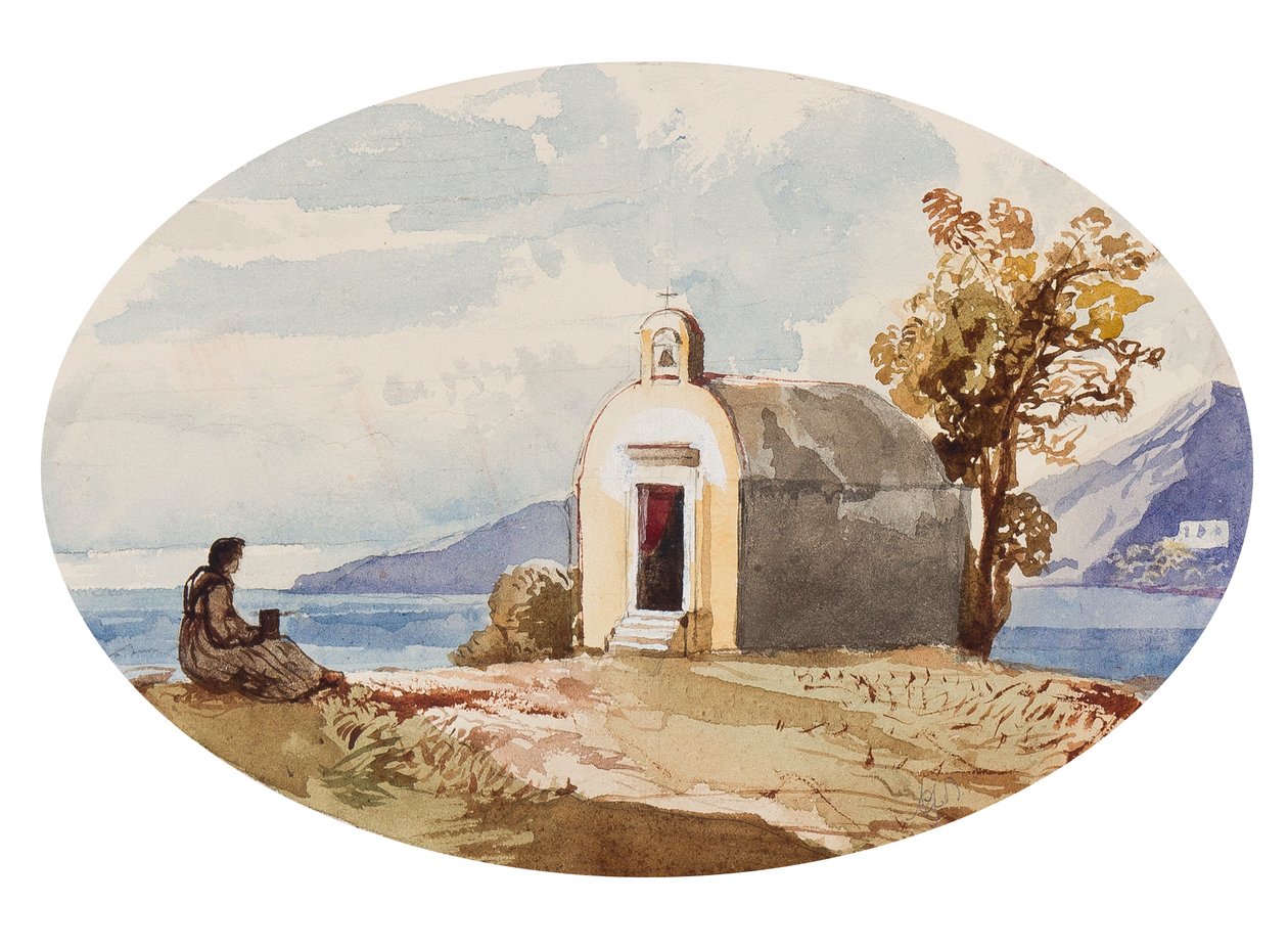 Chapelle au bord de la mer, avec ajouts de la princesse Maria Annunziata di Borbone (1843-1871) - Giacinto Gigante
