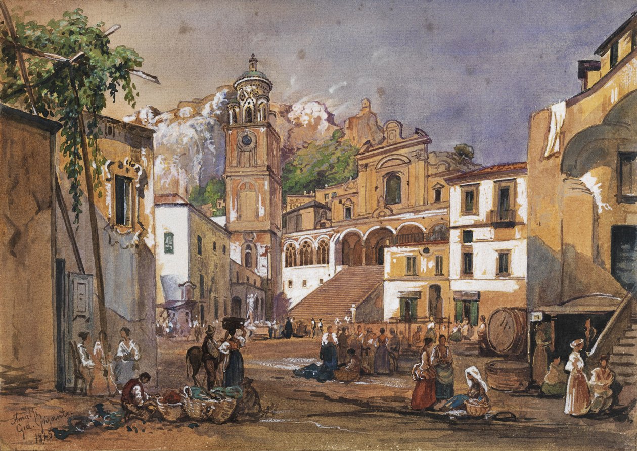 Scène de marché à Amalfi - Giacinto Gigante