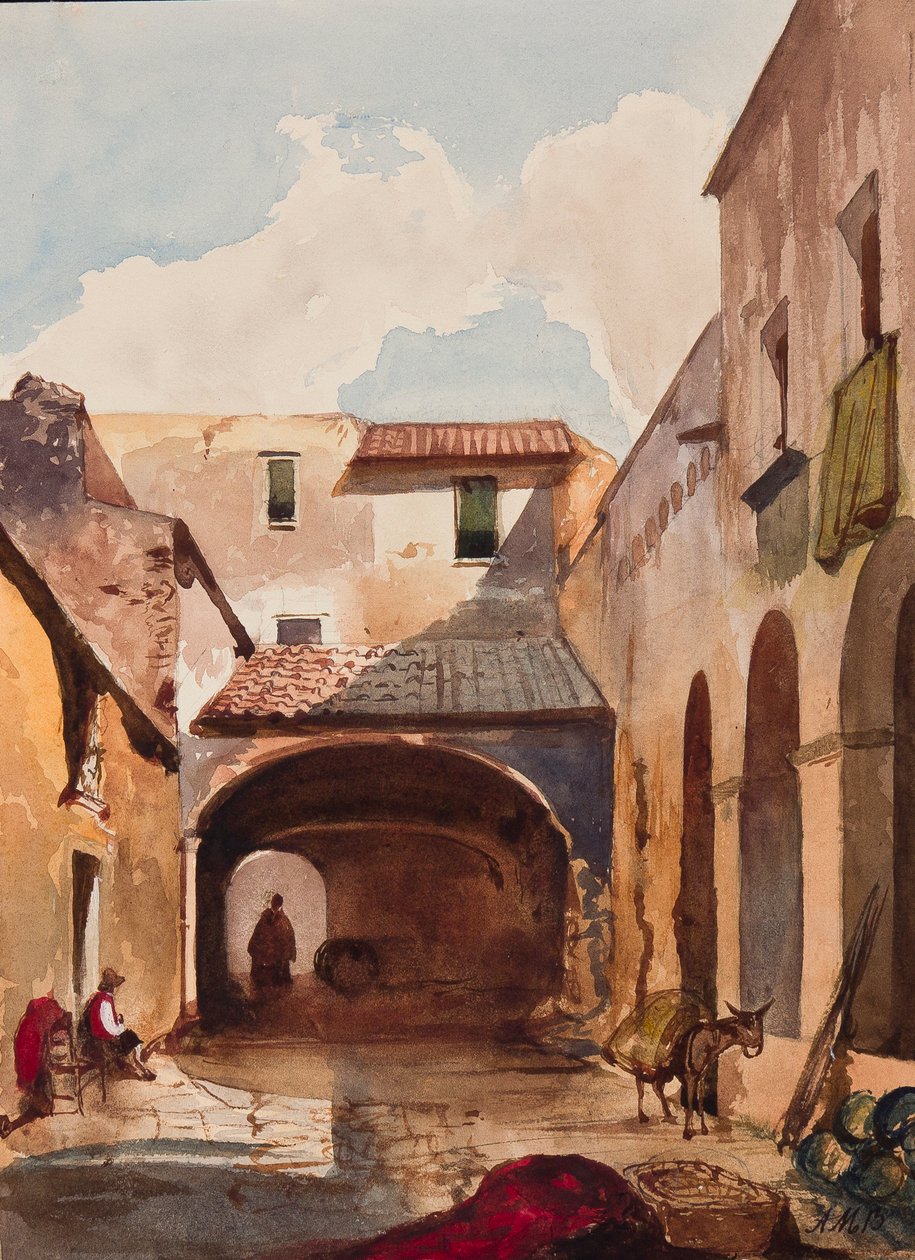 Passage et rue avec des figures, avec des ajouts du Prince Alfonso Maria di Borbone, 1853 - Giacinto Gigante