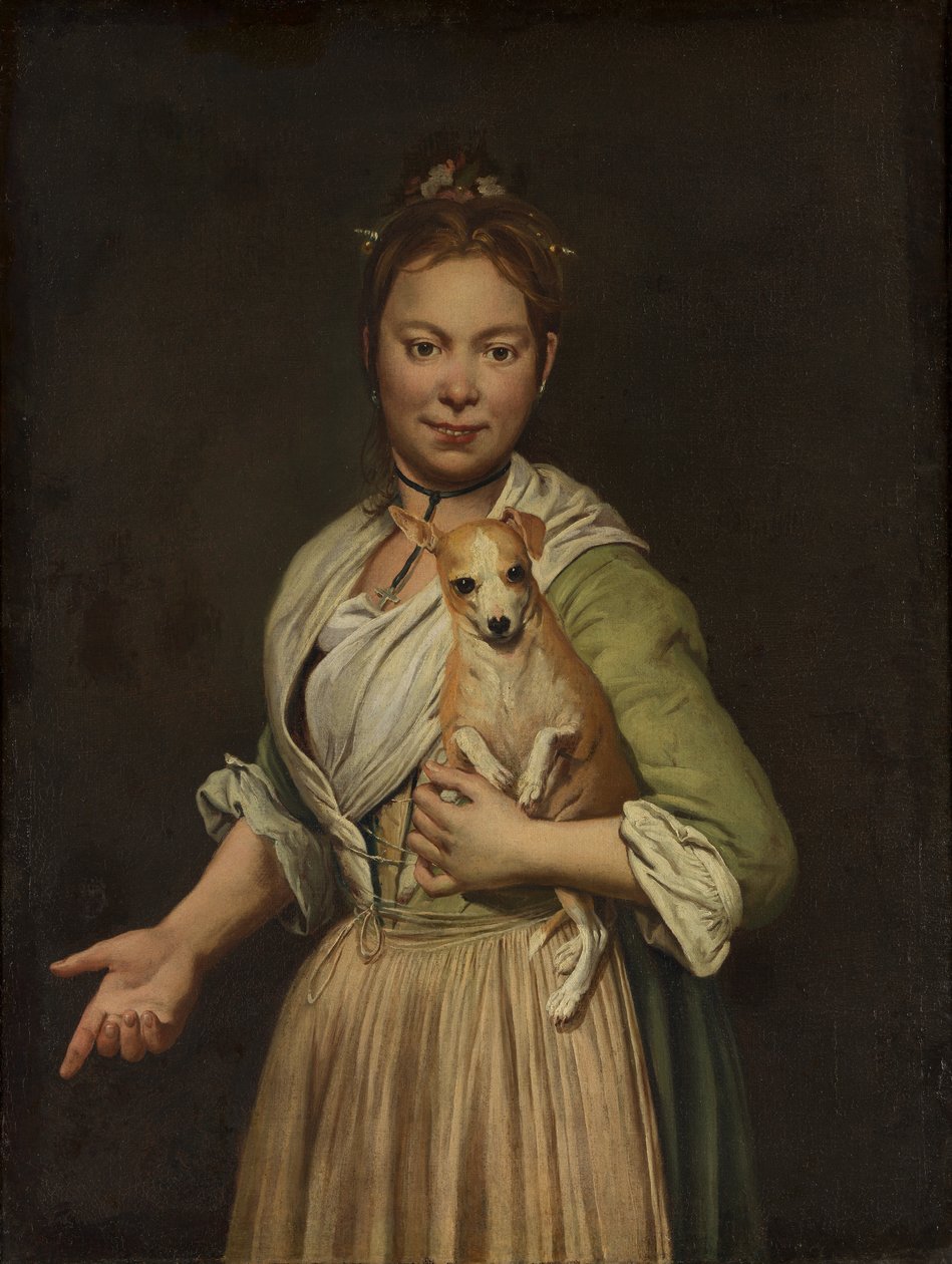 Une femme avec un chien - Giacomo Ceruti