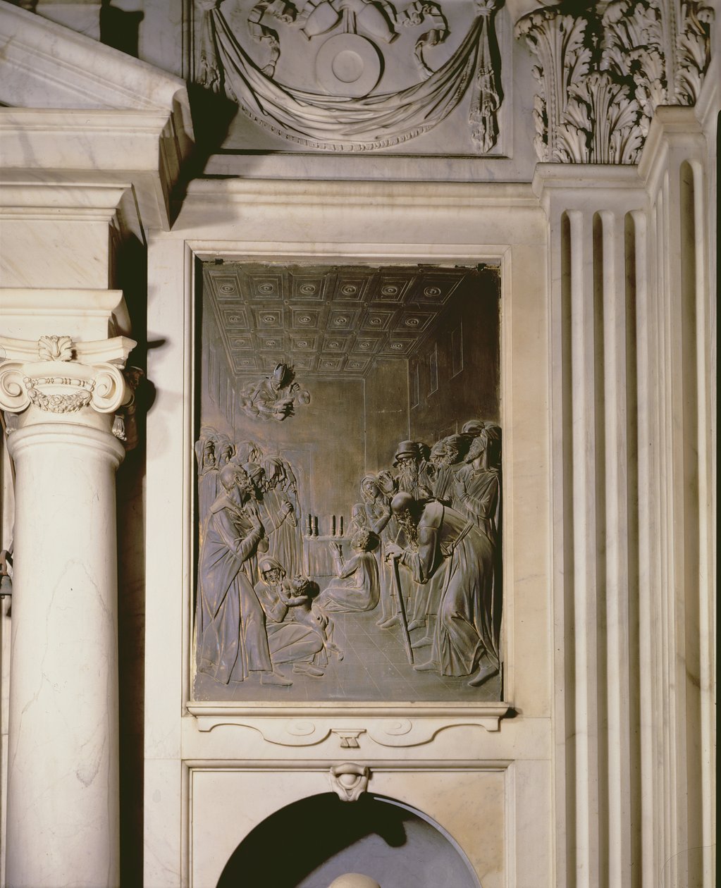 Saint Antoine ramenant un garçon à la vie, relief de la chapelle Salviati (bronze) - Giambologna