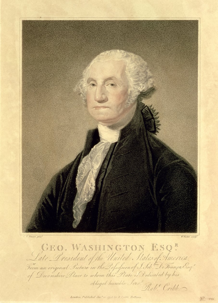 Portrait de George Washington, gravé par William Nutter, pub. par Robert Cribb, 1798 - Gilbert Stuart