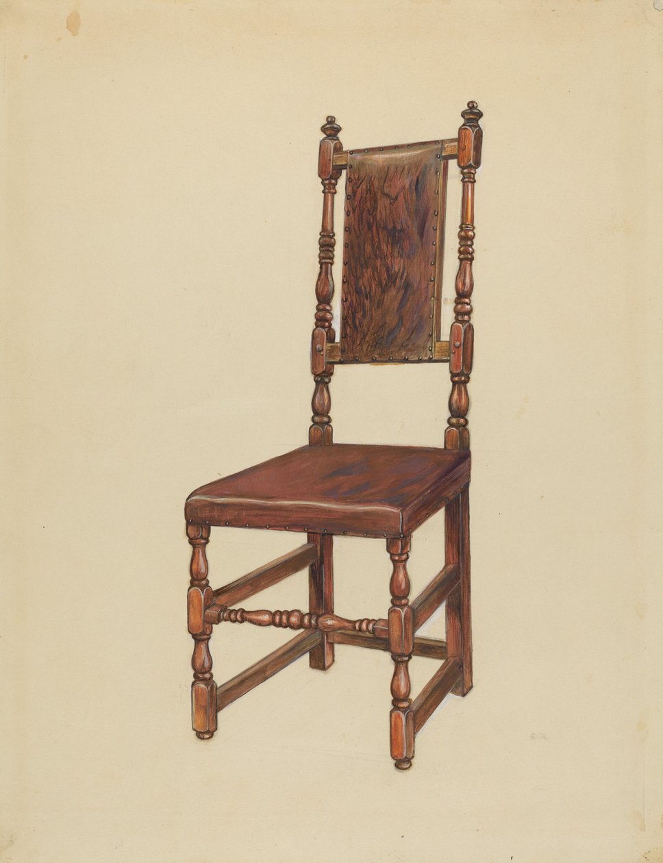 Chaise Latérale en Cuir Cromwellienne - Gilbert Sackerman