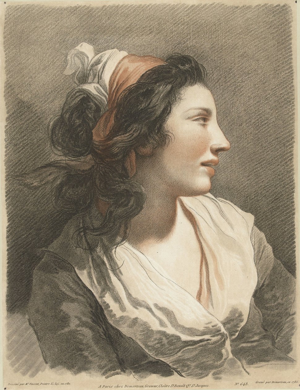 Buste de jeune femme avec foulard - Gilles Antoine Demarteau