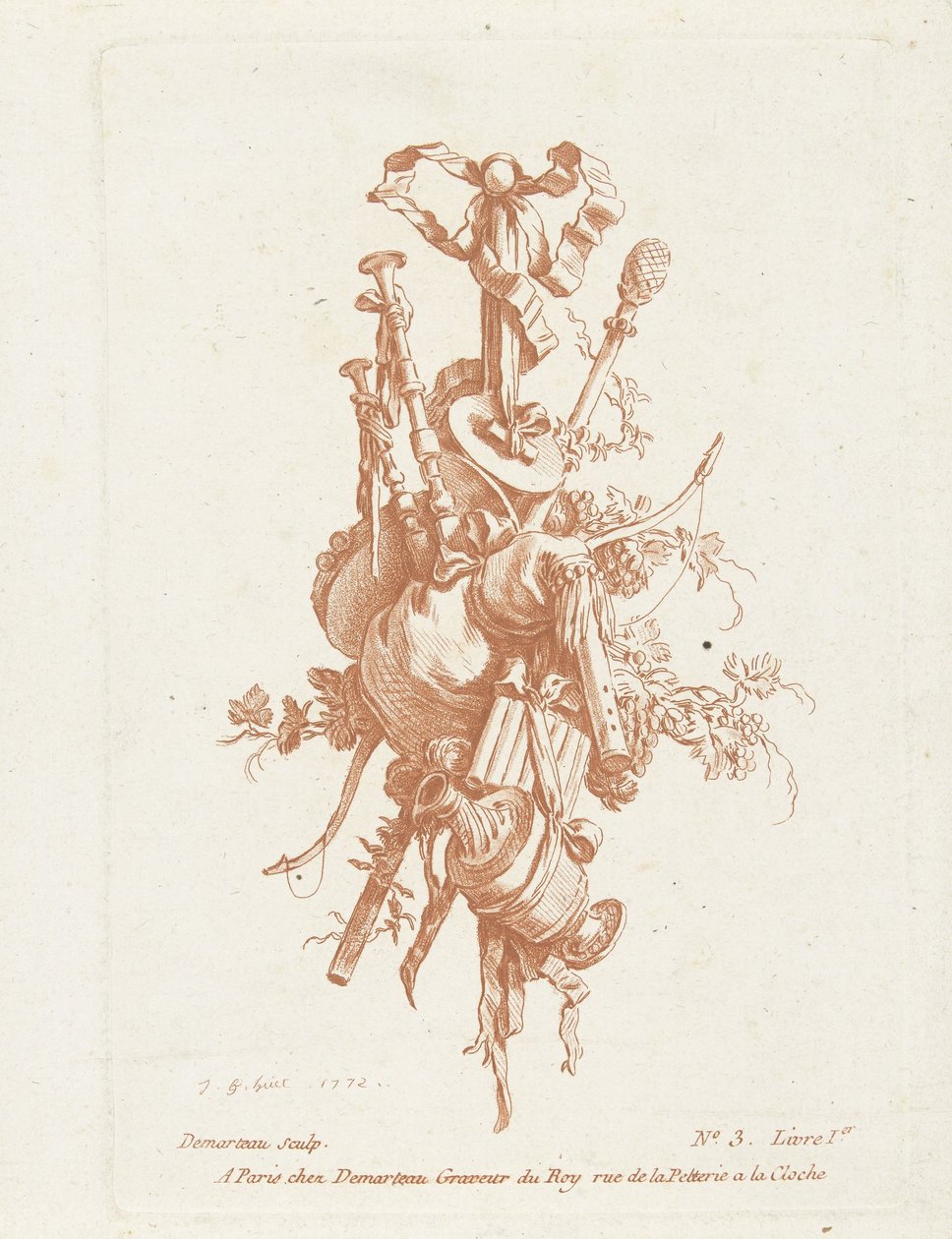 Trophée avec instruments de musique - Gilles Antoine Demarteau
