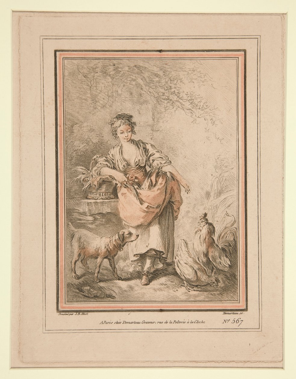 Fille nourrissant des poules - Gilles Demarteau