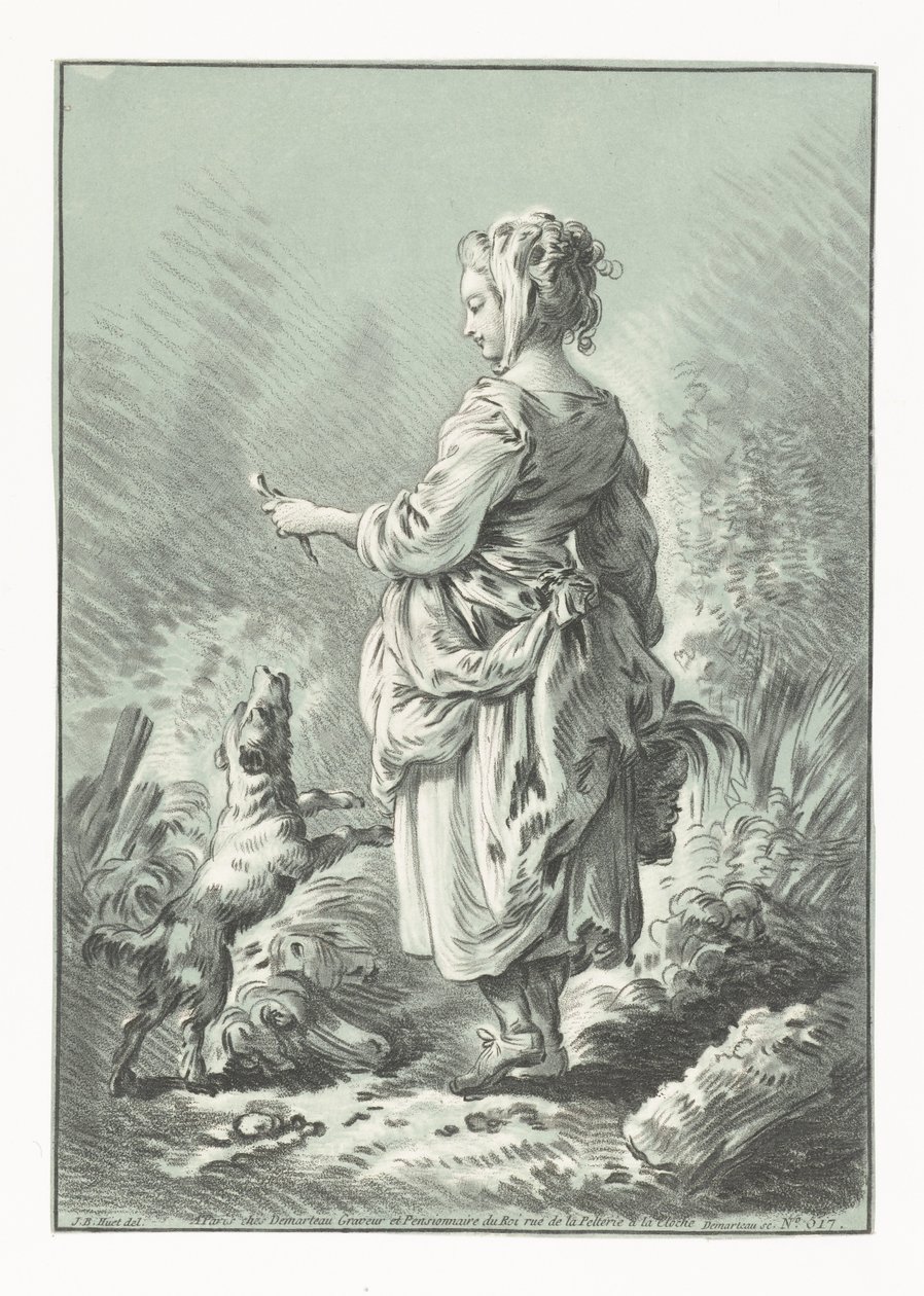 Jeune femme avec chien - Gilles Demarteau
