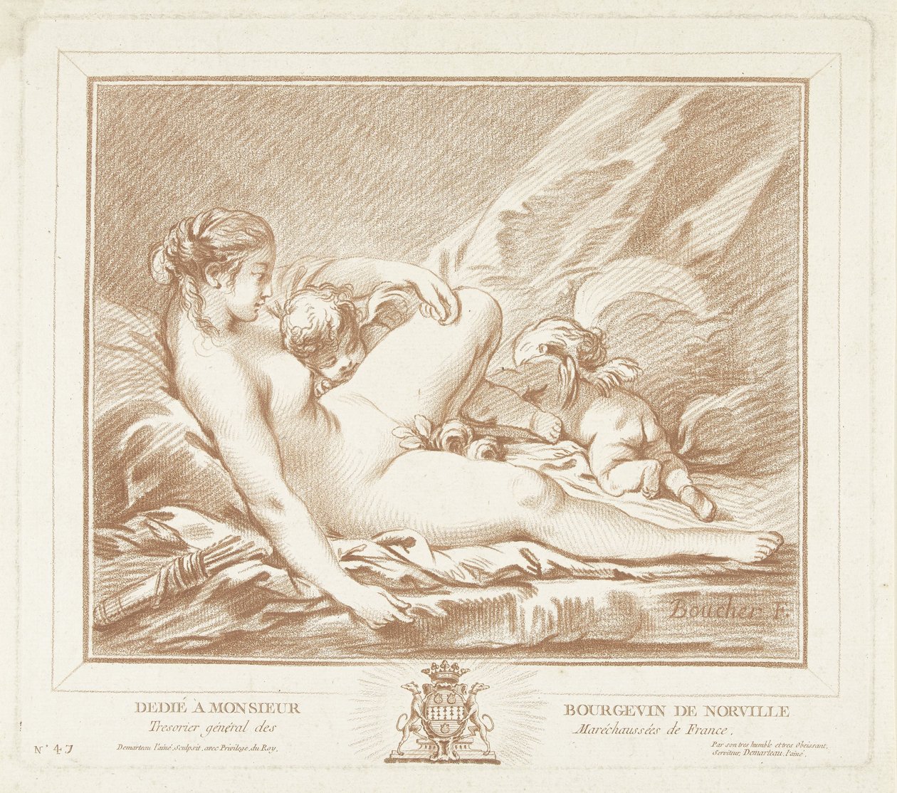 Vénus couchée avec Amour et Anteros - Gilles Demarteau
