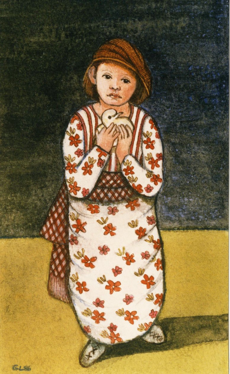 Fille avec colombe, 1986 - Gillian Lawson