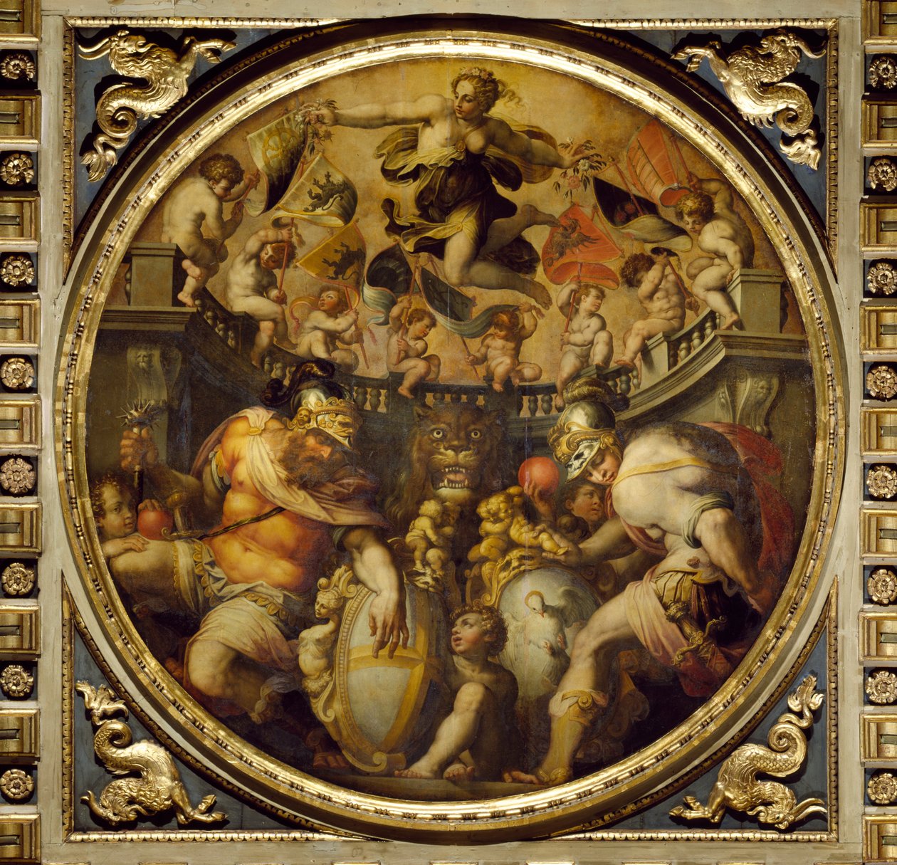 Allégorie des quartiers de Santa Croce et Santo Spirito du plafond du Salone dei Cinquecento, 1565 - Giorgio Vasari