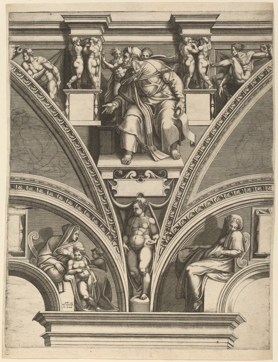 Le Prophète Ézéchiel - Giorgio Ghisi after Michelangelo