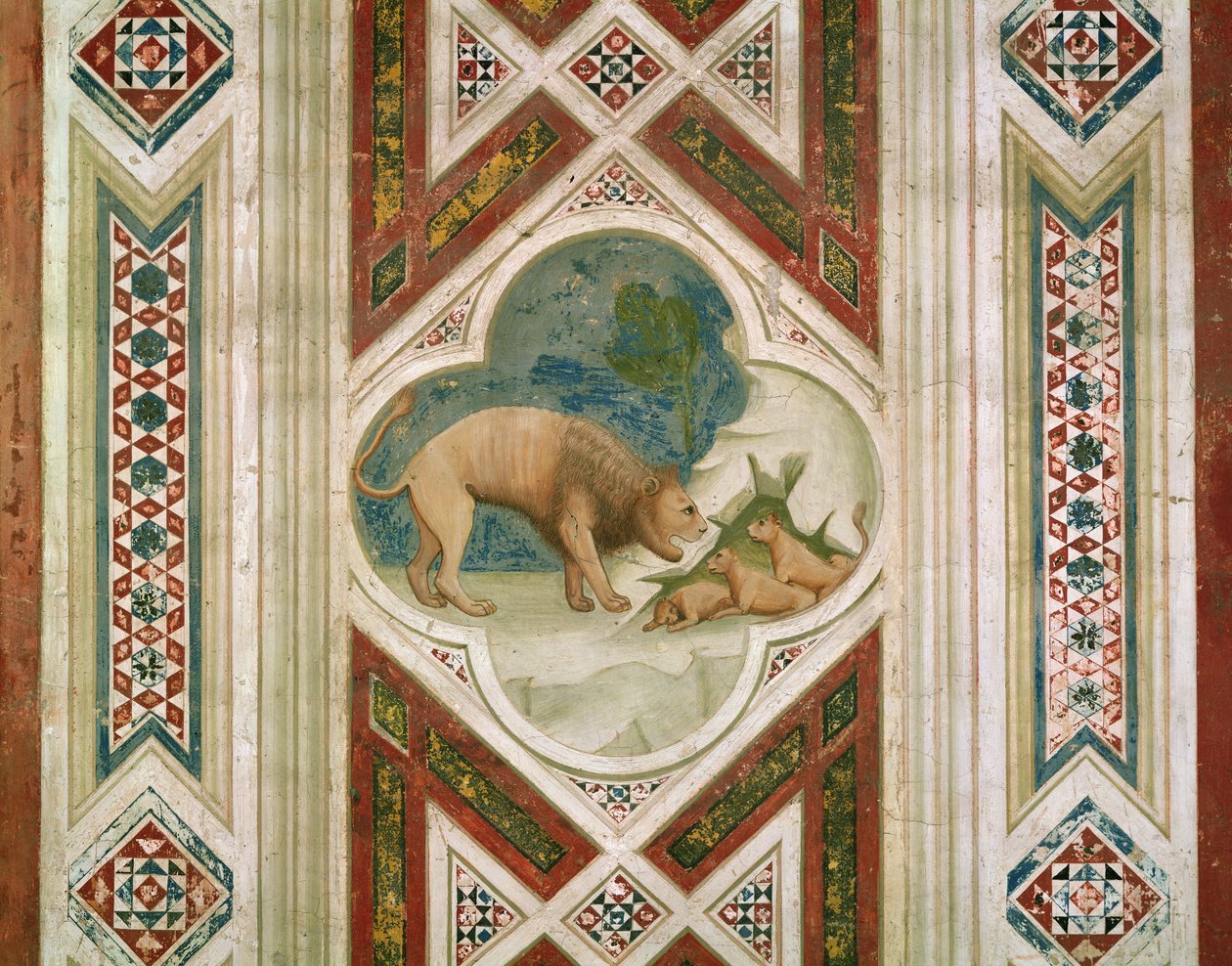 Lion avec ses lionceaux, c.1305 - Giotto di Bondone