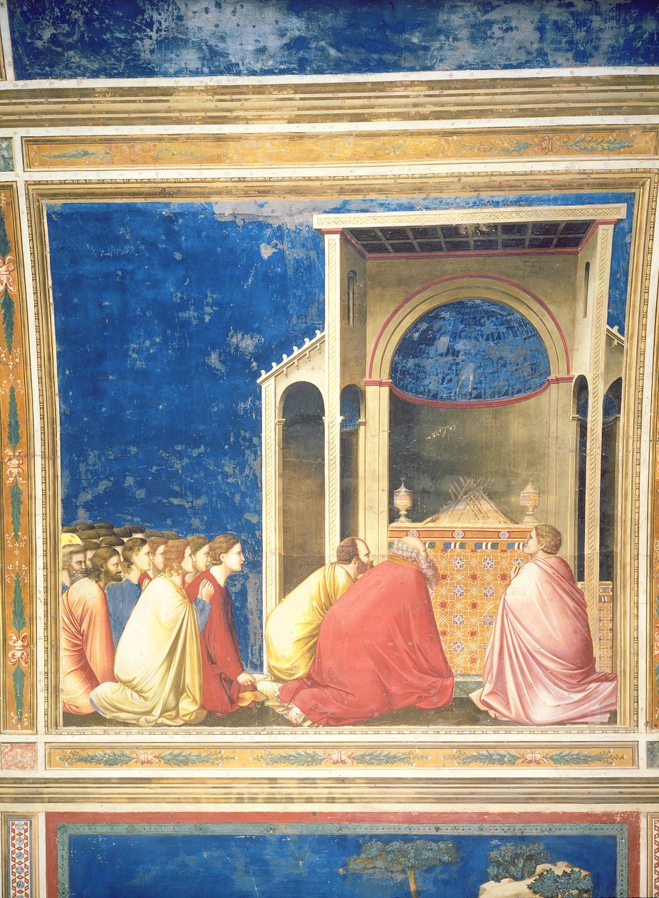 Les Prétendants de la Vierge Priant devant les Bâtons dans le Temple, c.1305 - Giotto di Bondone