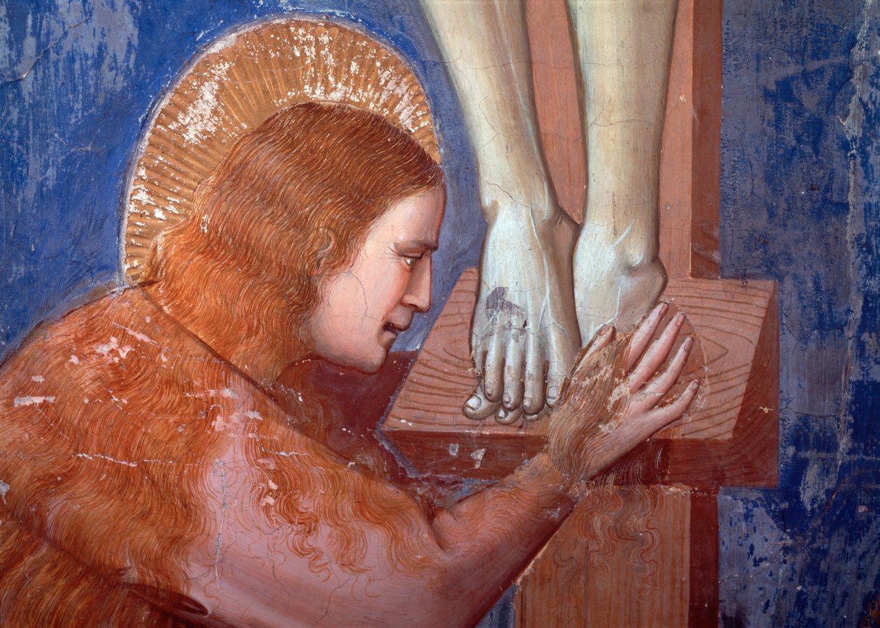 Crucifixion, détail de la Madeleine (fresque) - Giotto (c.1266 1337)