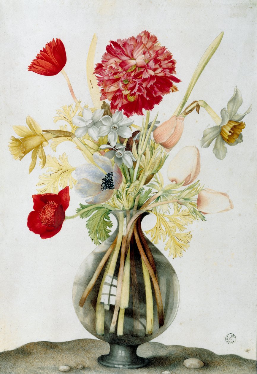Vase en verre avec un bouquet de fleurs - Giovanna Garzoni
