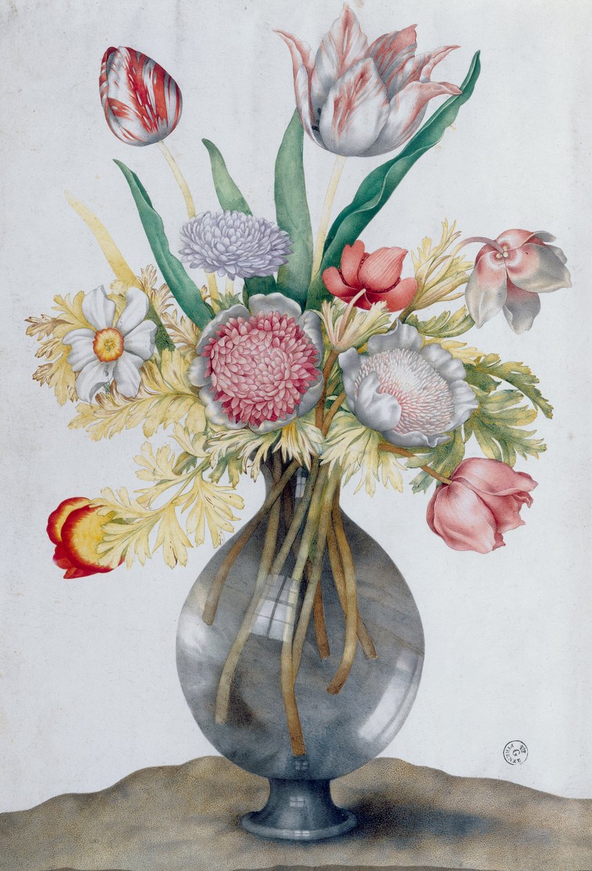 Vase en verre avec un bouquet de fleurs - Giovanna Garzoni