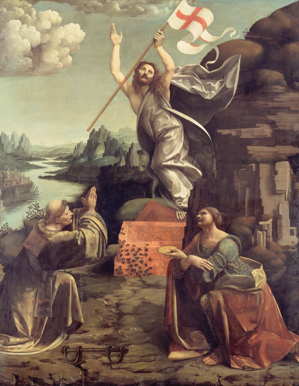 La Résurrection du Christ avec Saint Léonard de Noblac et Lucie - Giovanni Antonio Boltraffio