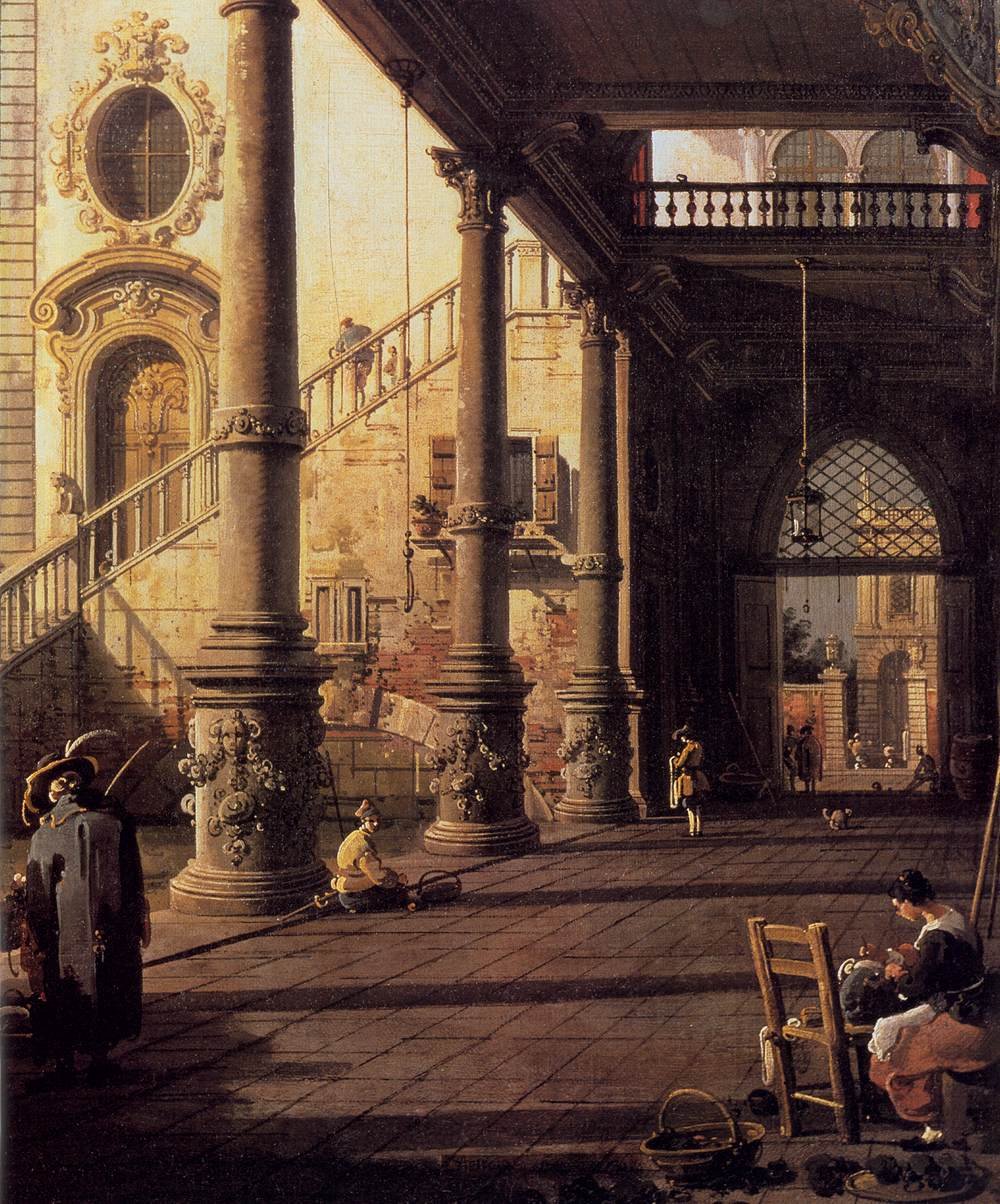 Vue en perspective avec portique - Giovanni Antonio Canal