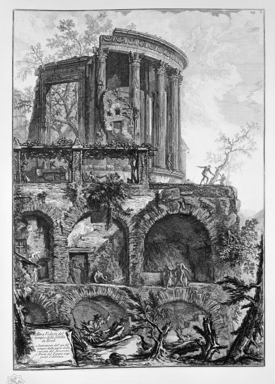 Autre vue du temple de la Sibylle à Tivoli - Giovanni Battista Piranesi