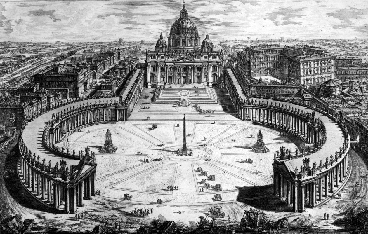 Vue aérienne de la basilique Saint-Pierre et de la place, de la série 