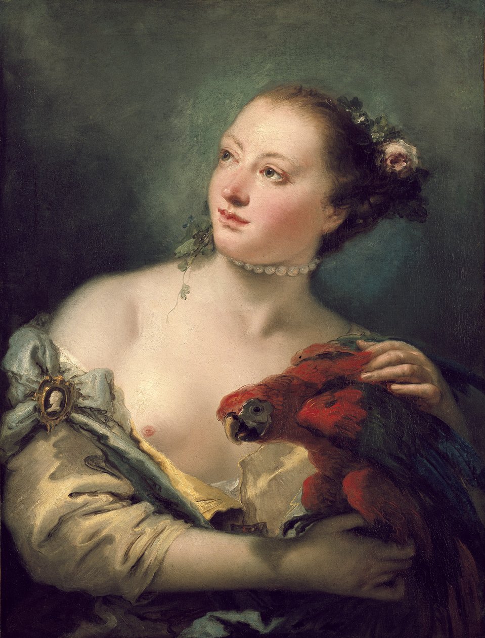 Jeune femme avec un ara, 18ème siècle - Giovanni Battista Tiepolo