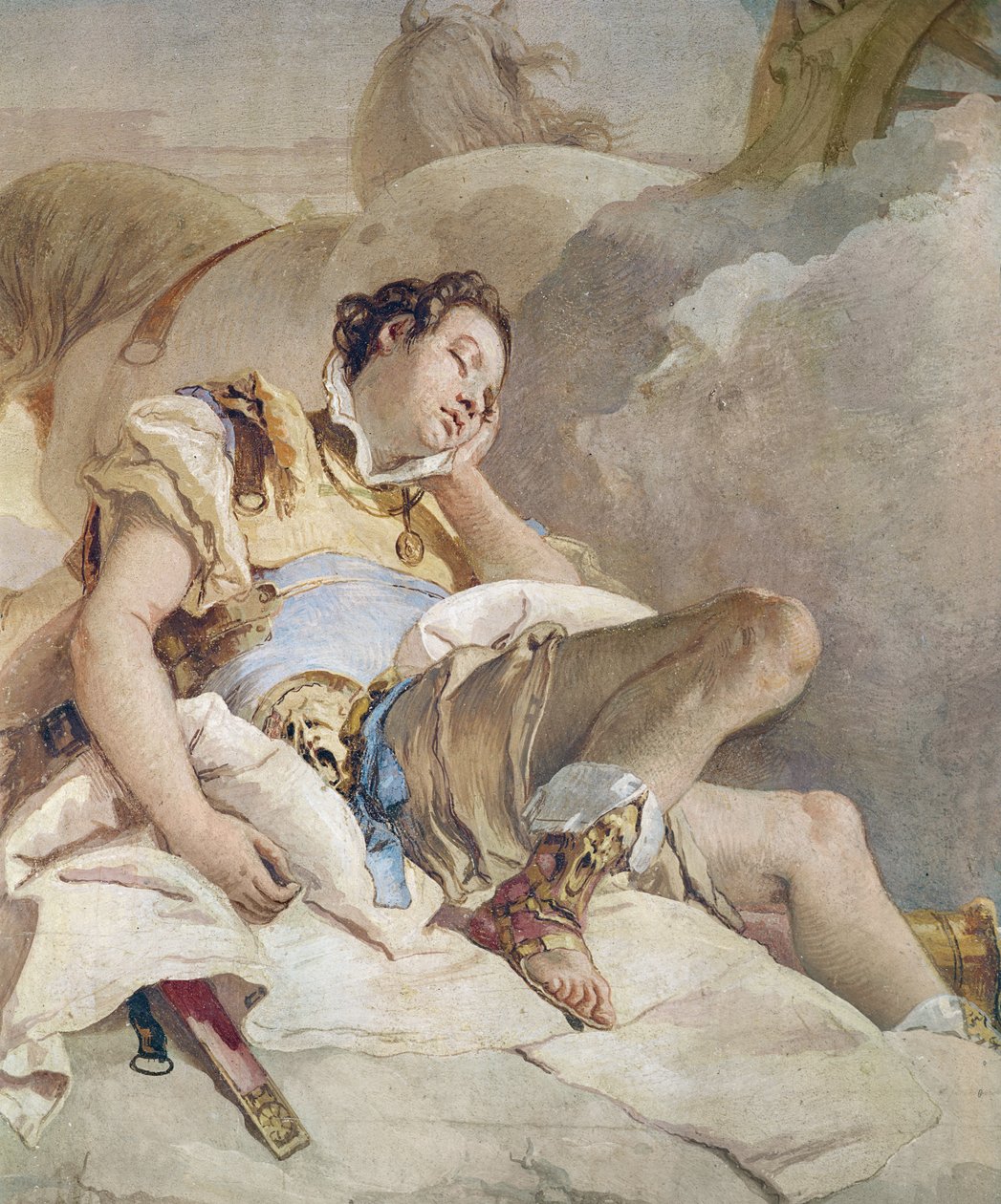 Armida enlevant le Rinaldo endormi, détail de Rinaldo, de 