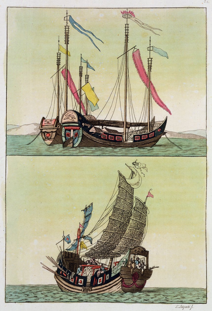 Deux types de jonques chinoises, illustration de 