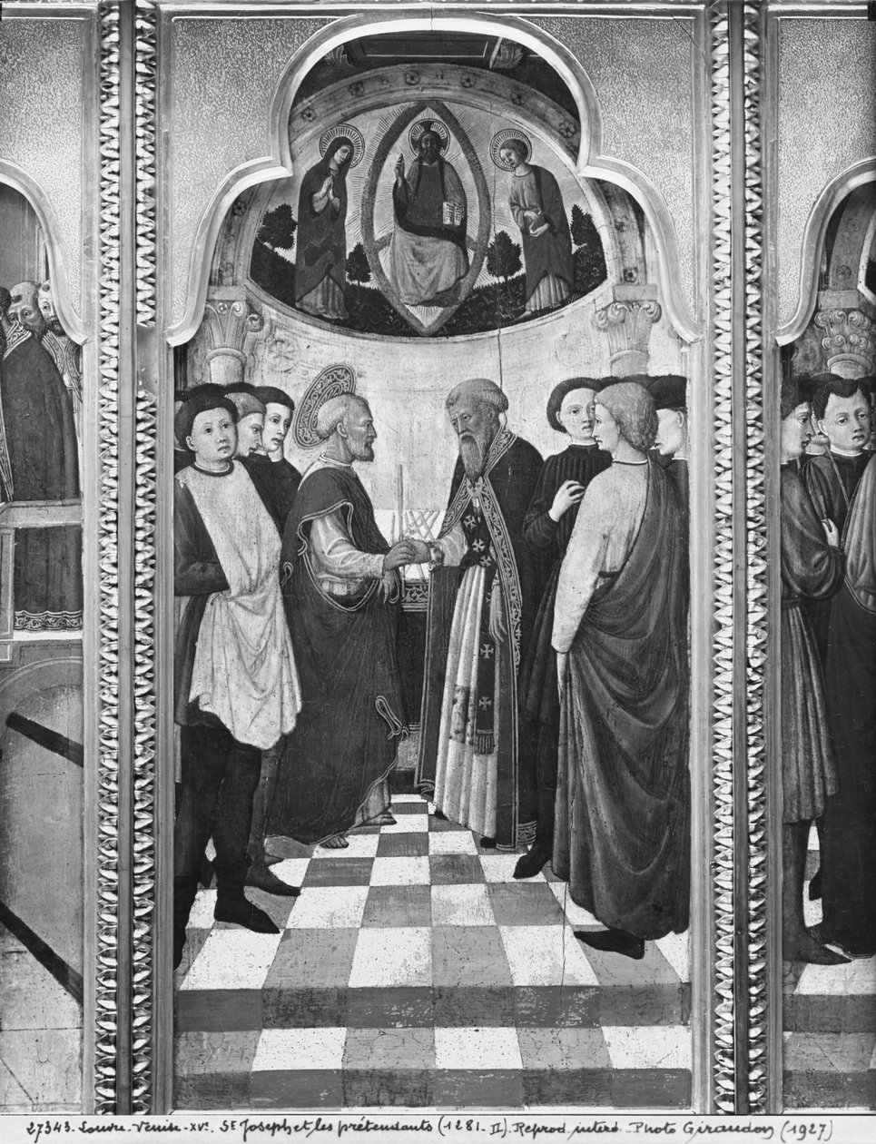 Cycle de la vie de la Vierge, Saint Joseph et les prétendants, vers 1445 - Giovanni Francesco da Rimini