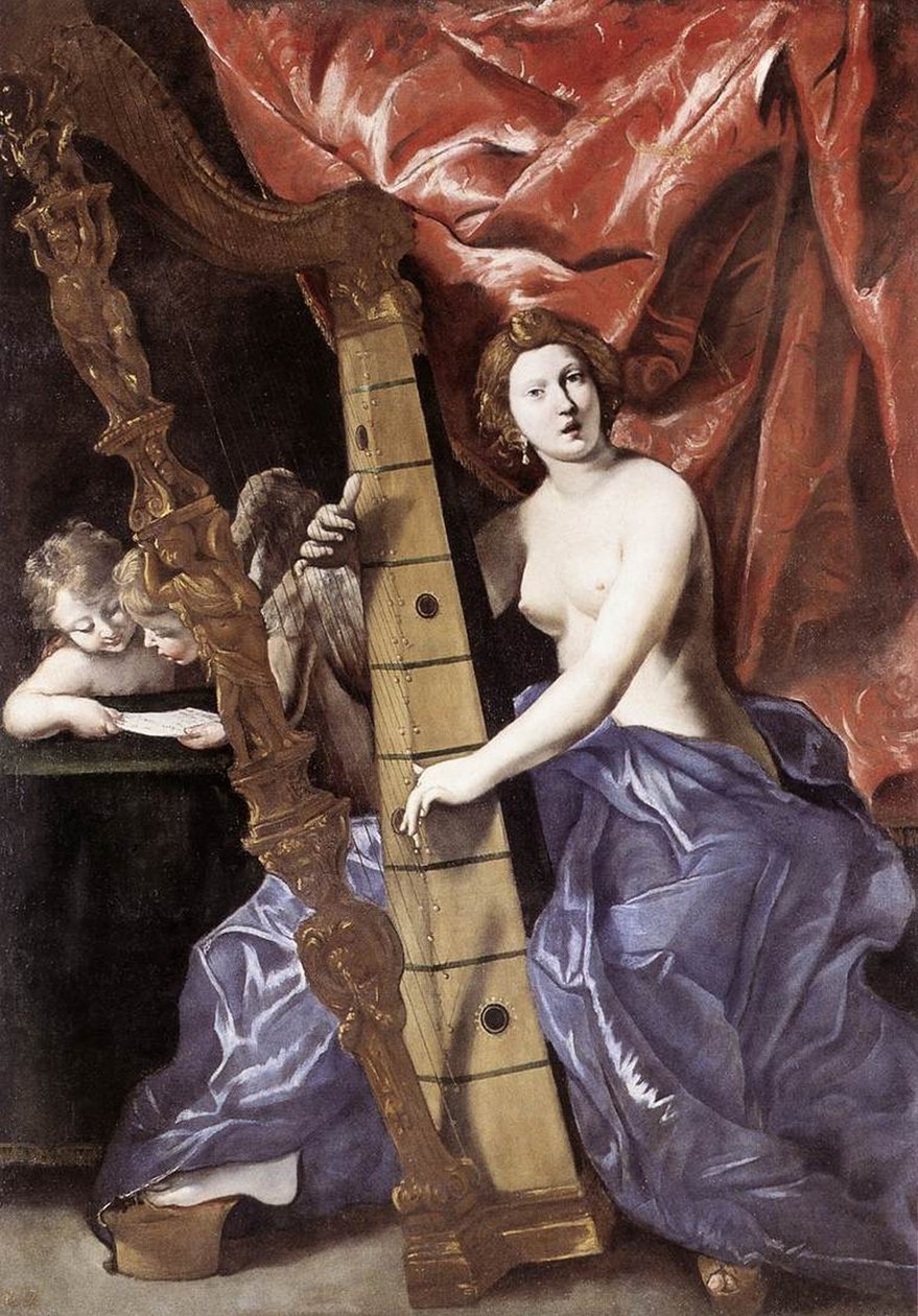 Vénus jouant de la harpe (La Musique) - Giovanni Lanfranco