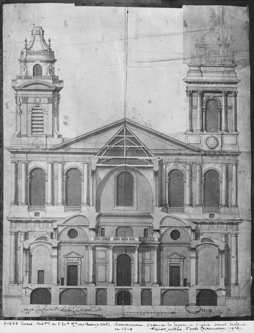 Église Saint-Sulpice, élévation de la façade, Paris, 1740 - Giovanni Niccolo Servandoni