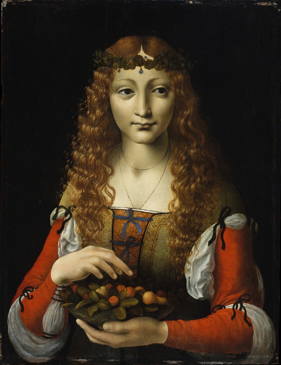 Fille avec des cerises - Giovanni Ambrogio de Predis