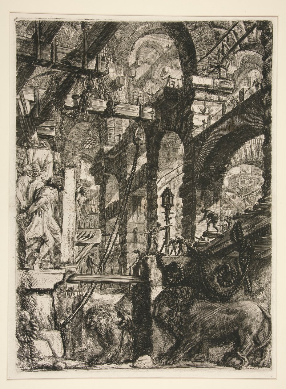 Carceri, V: Les bas-reliefs du lion - Giovanni Battista Piranesi