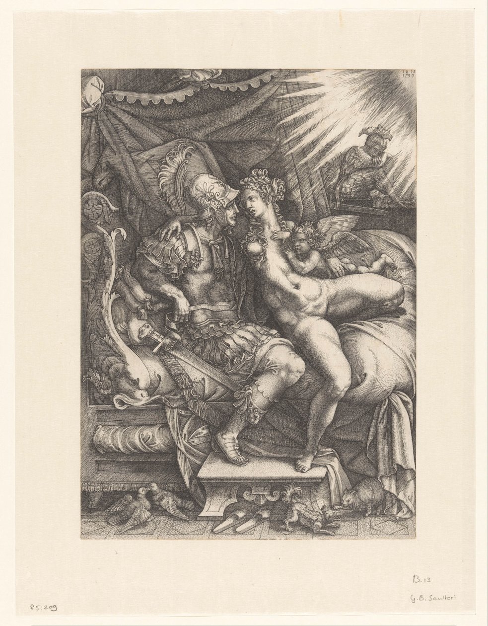 Mars et Vénus en amoureux - Giovanni Battista Scultori
