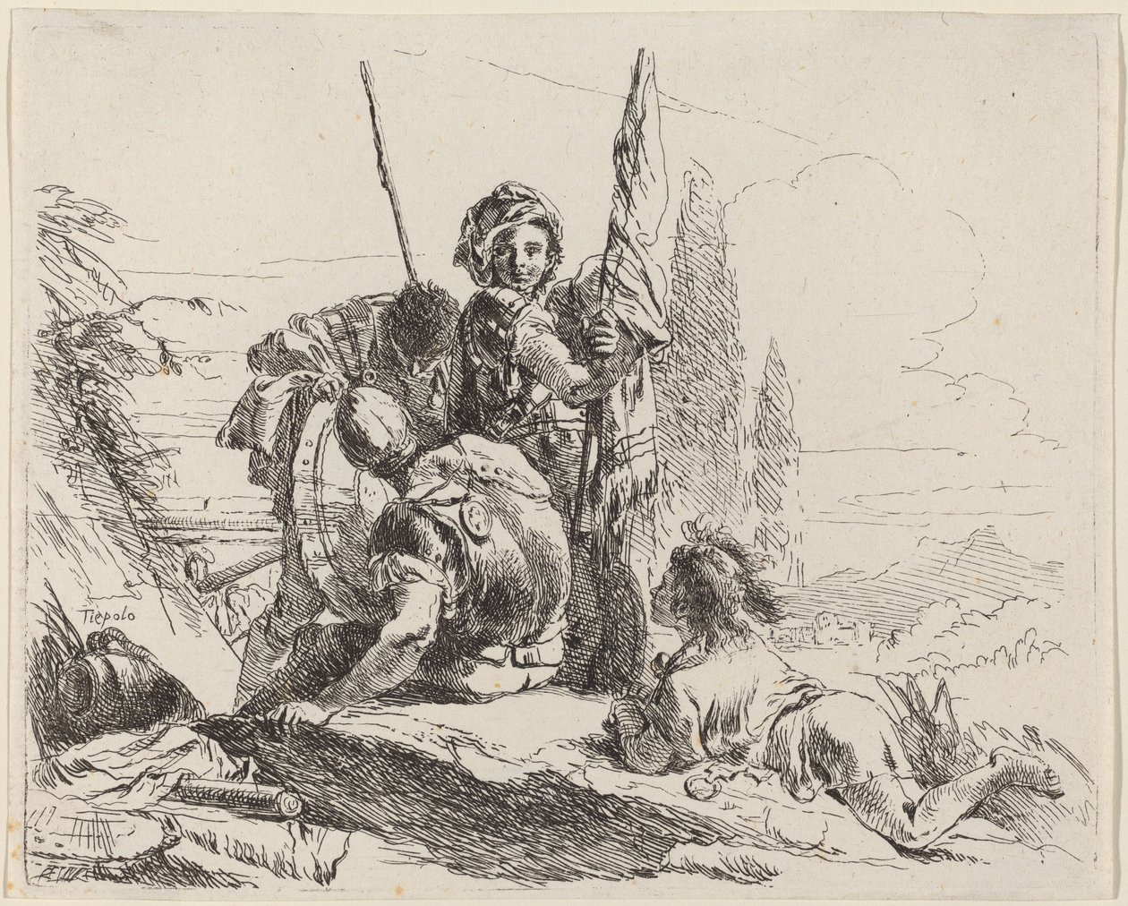 Trois soldats et un jeune homme - Giovanni Battista Tiepolo