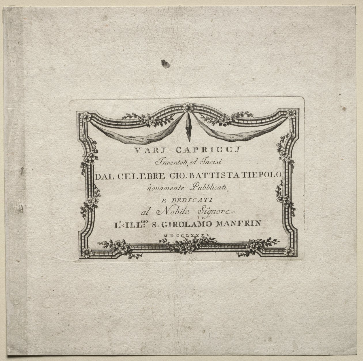 Divers caprices : Page de titre - Giovanni Battista Tiepolo
