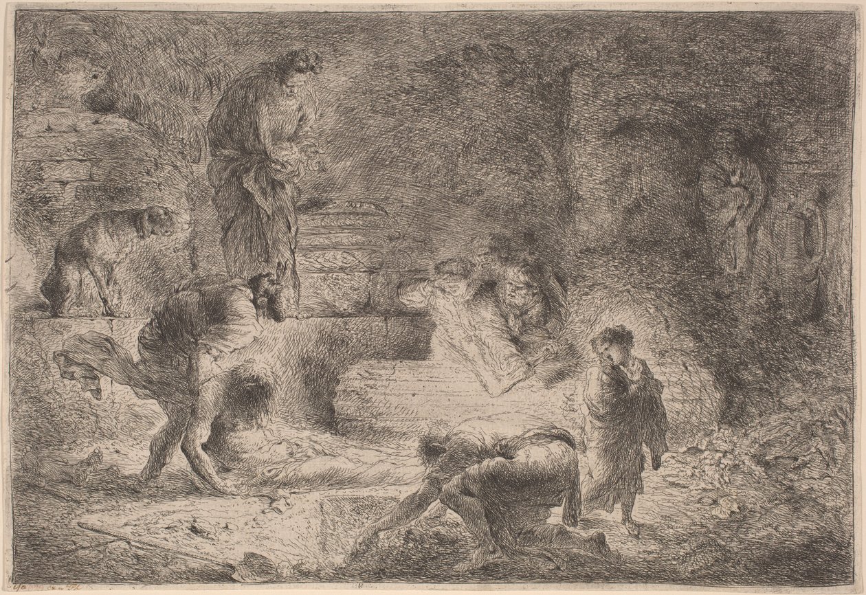 Tobie enterrant les morts - Giovanni Benedetto Castiglione