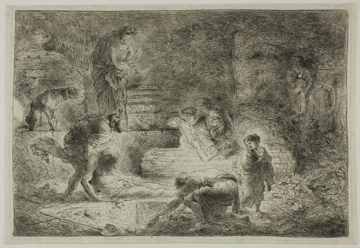 Tobie enterrant les morts - Giovanni Benedetto Castiglione