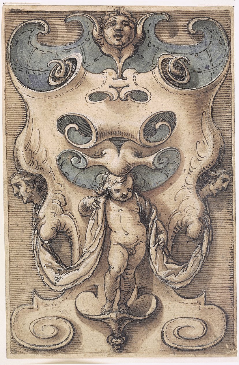 Cartouche avec un putto - Giovanni Domenico Capellino