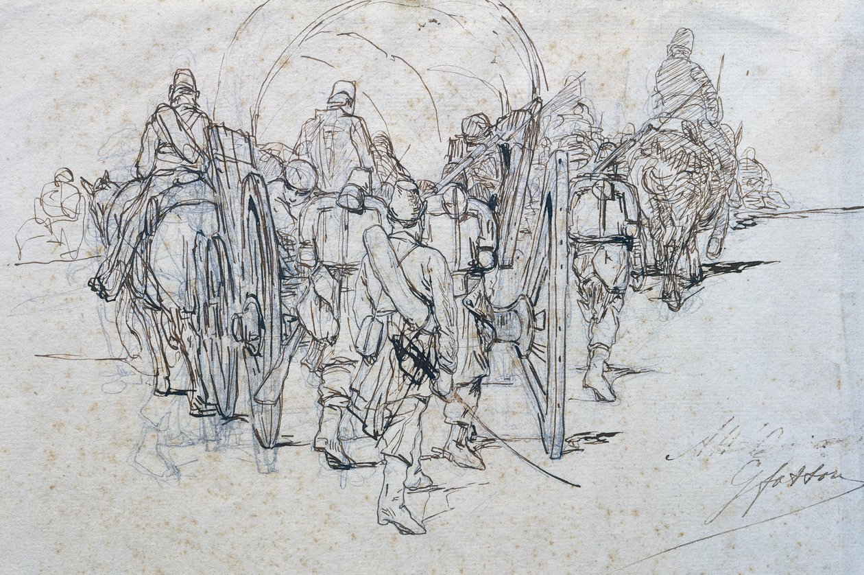 Convoi de ravitaillement en marche - Giovanni Fattori