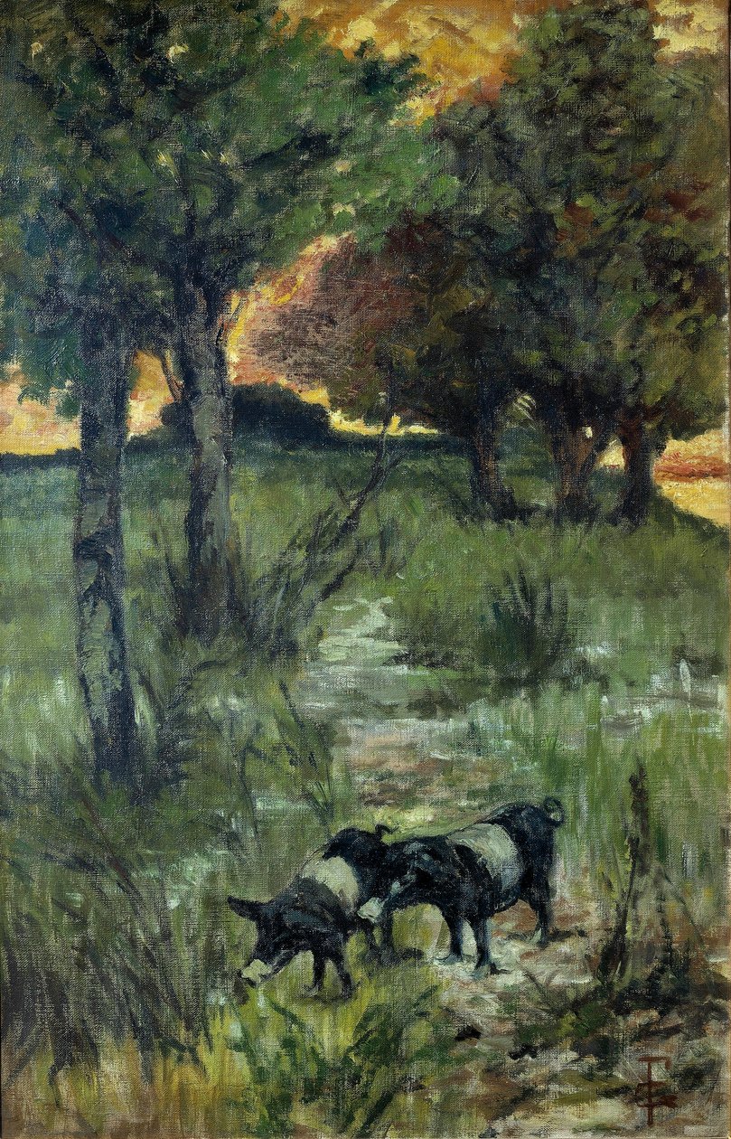 Italie, Florence, Cochons en pâture - Giovanni Fattori