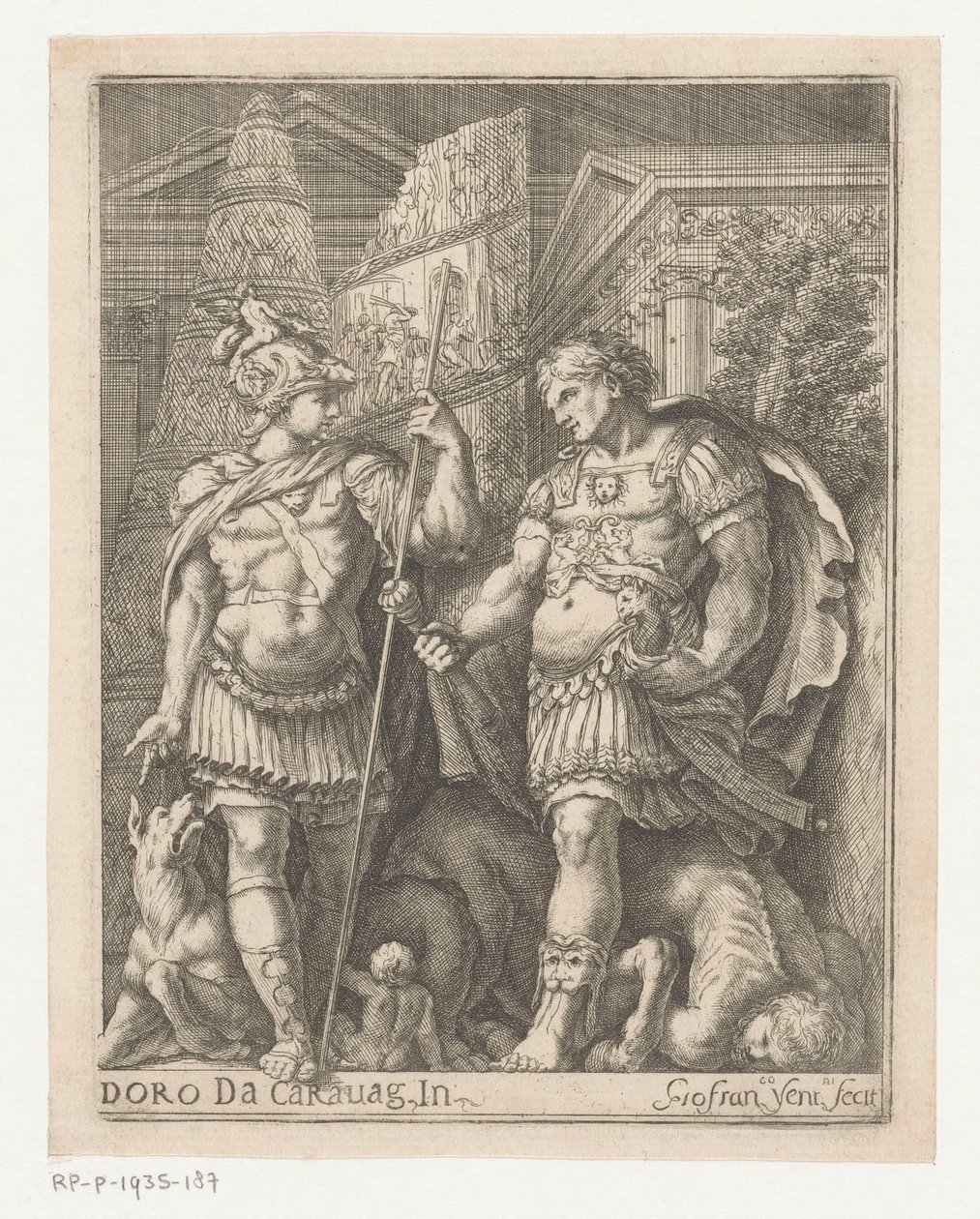 Deux soldats dans une ville - Giovanni Francesco Venturini