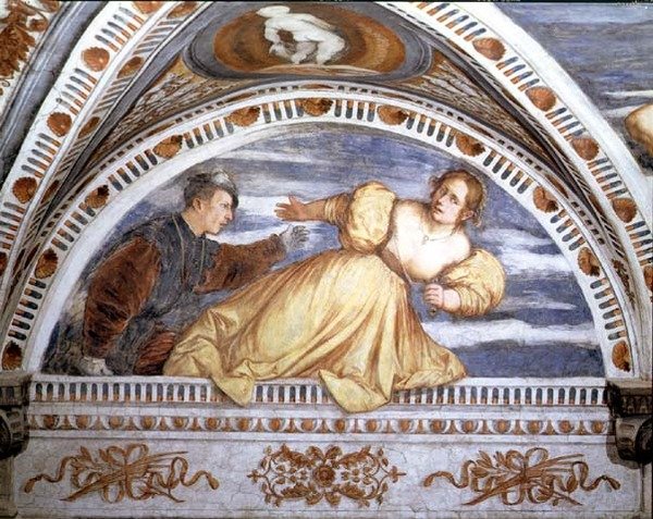 Tarquin et Lucrèce, lunette - Girolamo Romanino