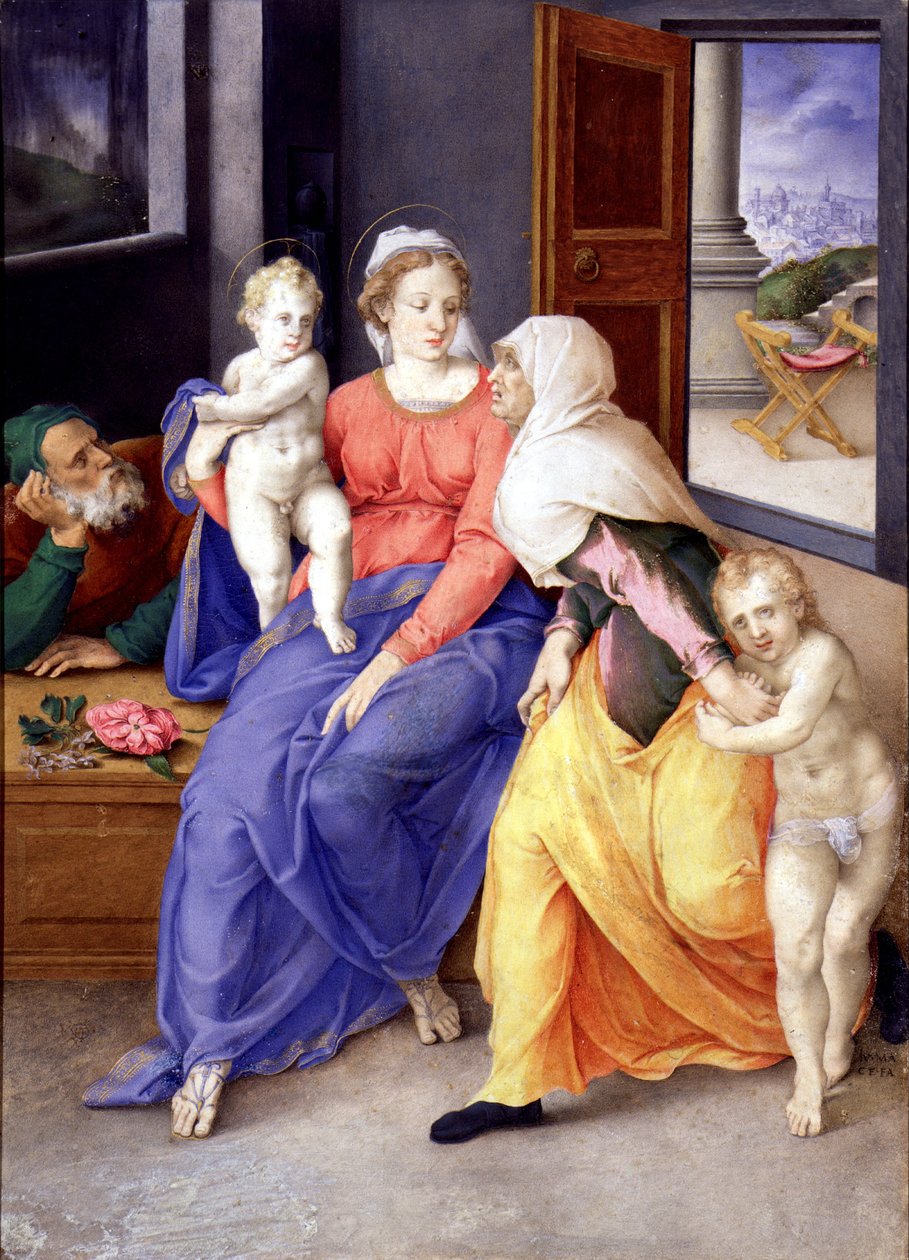 Sainte Famille avec Sainte Isabelle et Saint Jeanito - Giorgio Giulio Clovio