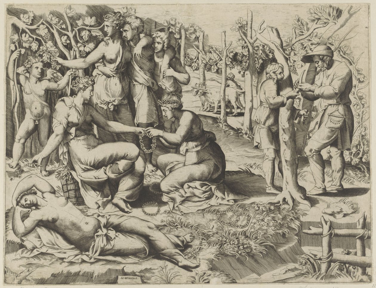 Flore donne une couronne - Giulio Bonasone