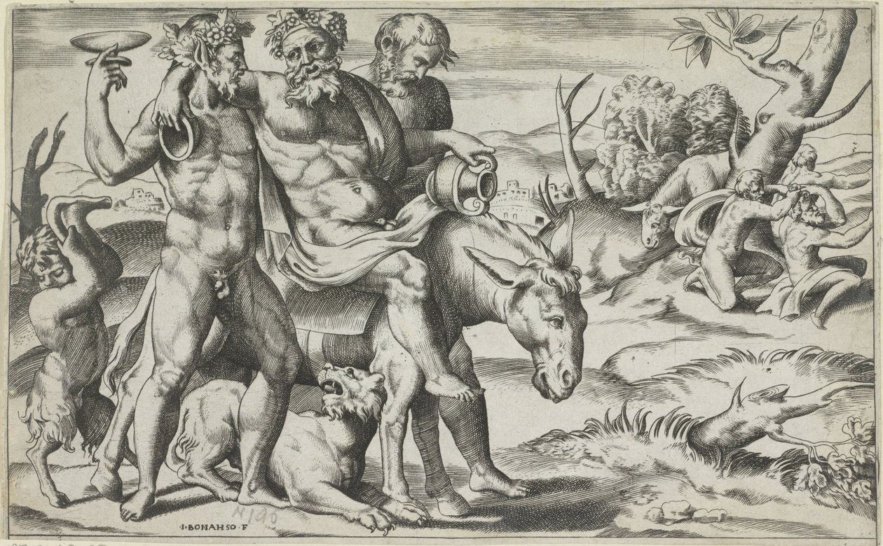 Silenus chevauchant un âne - Giulio Bonasone