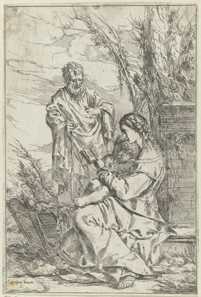 Sainte Famille avec Marie lisant - Giulio Carpioni (I)