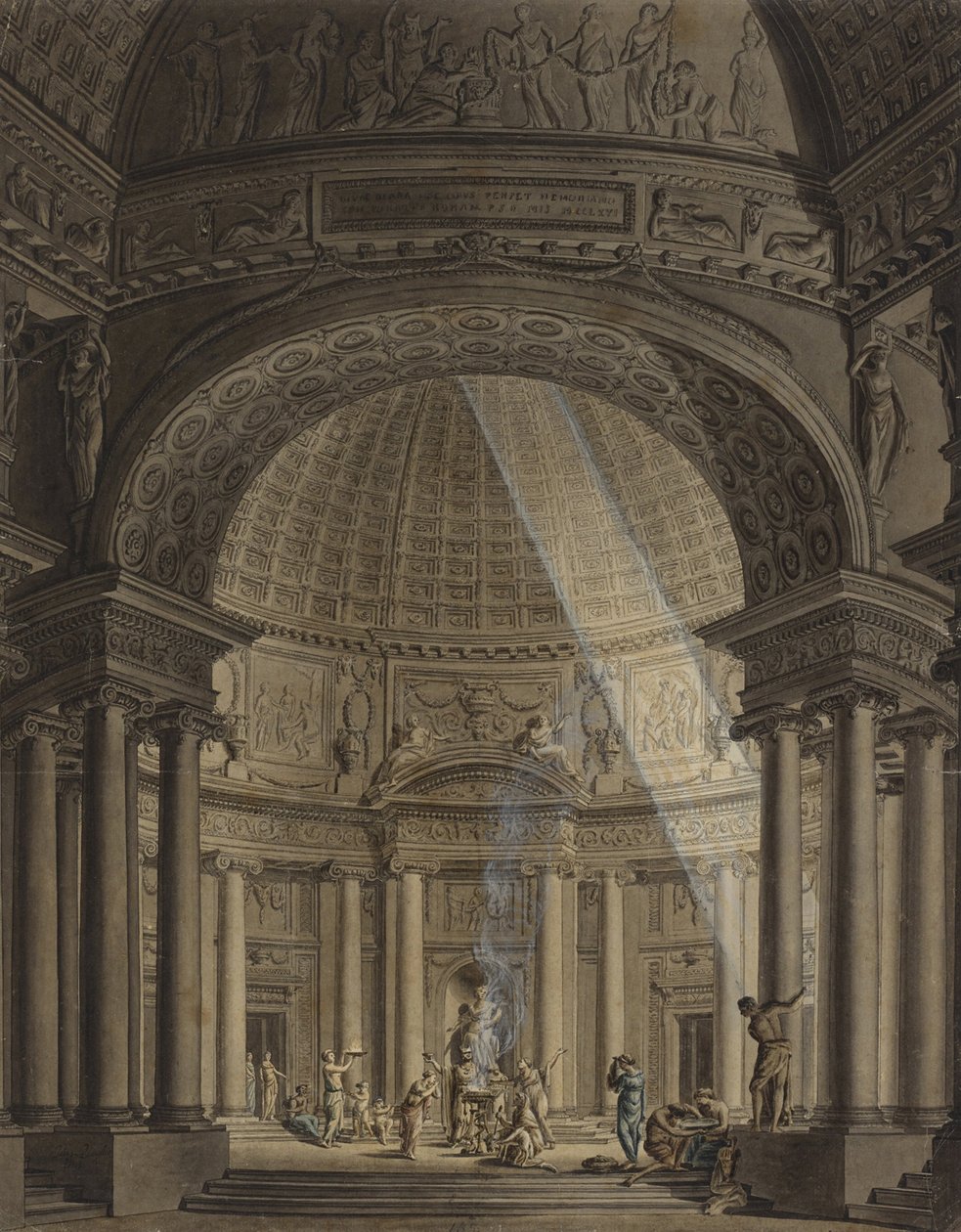 Temple rond avec scène de sacrifice - Giulio Quaglio
