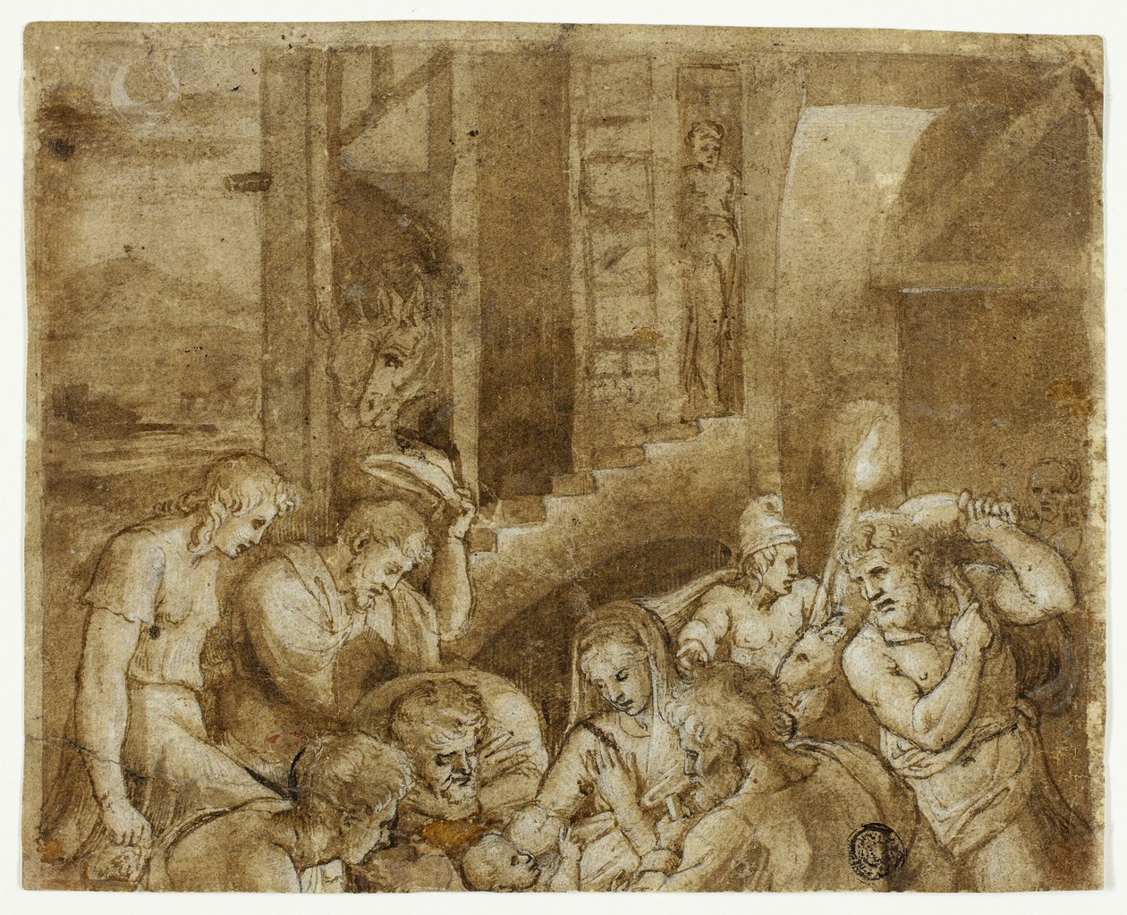 Adoration des bergers : moitié supérieure - Giulio Romano