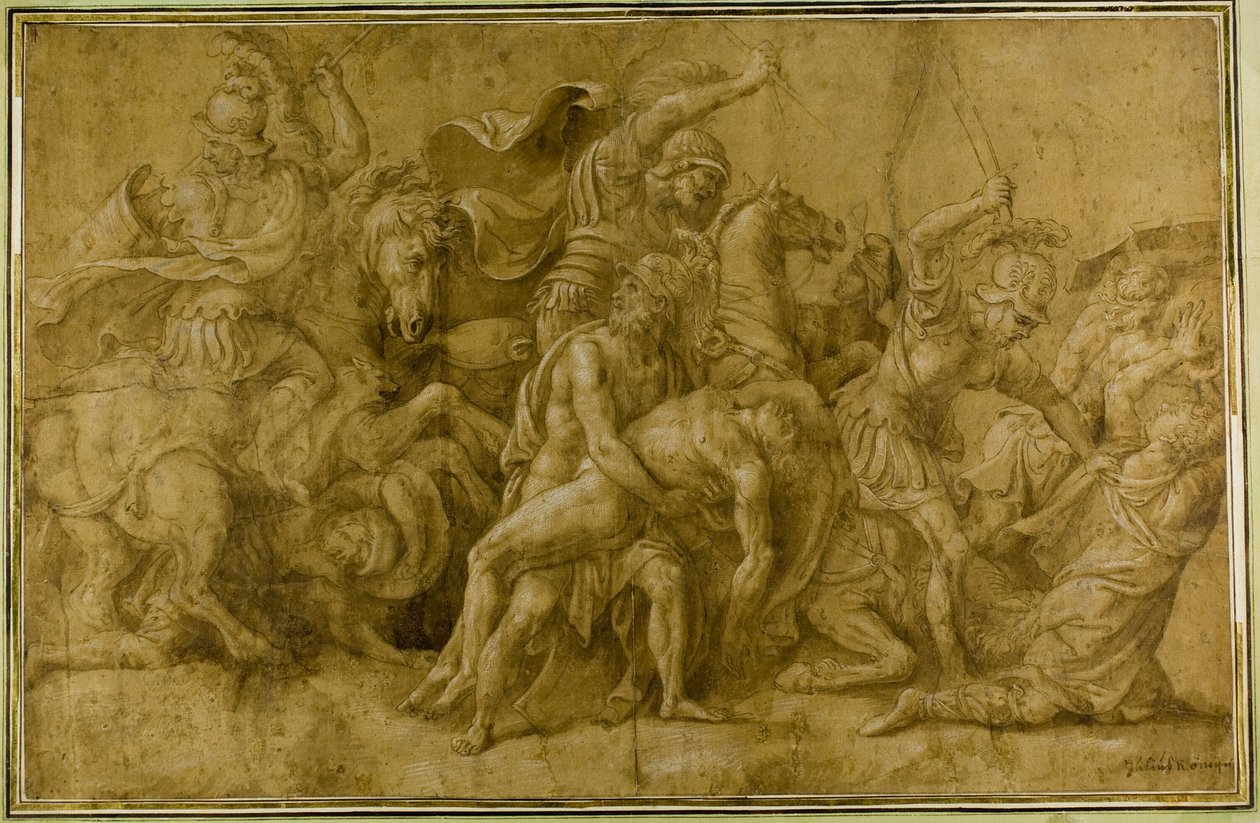 Ménélas tenant le corps de Patrocle - Giulio Romano